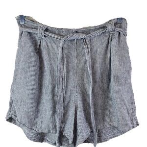 Linen Blend Striped Women's Shorts
